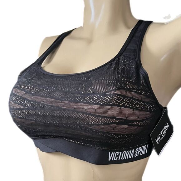 Victorias Secret The Player Unlined Racerback Sport Bra Medium Support bra black - Picture 3 of 5